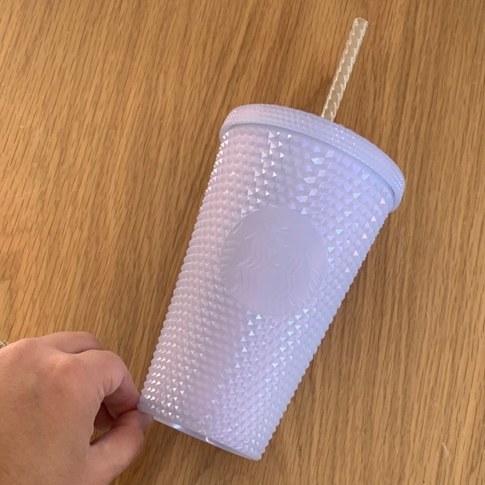 STARBUCKS | NWT Lavender Iridescent Studded Cold Cup 16 oz Lilac & White